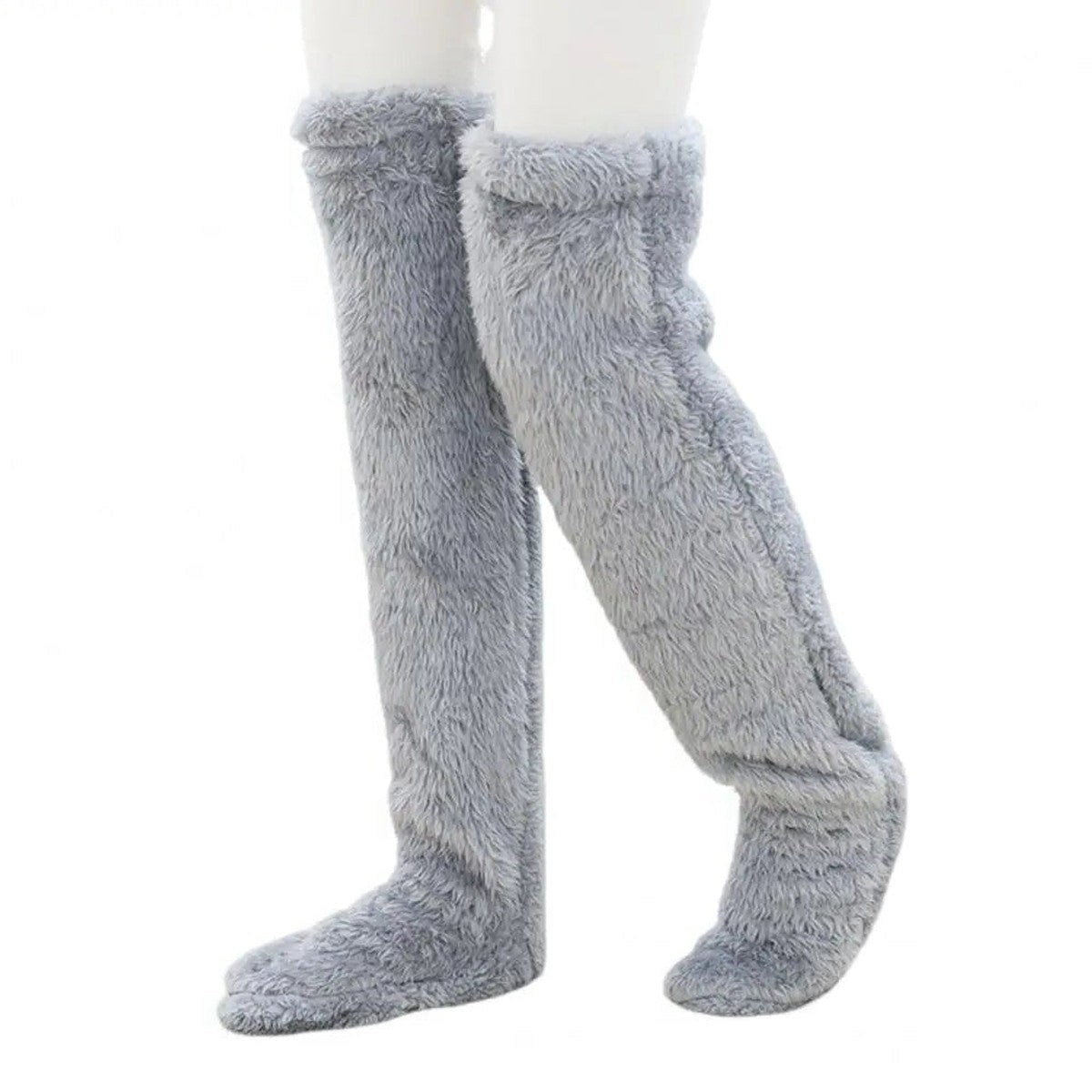 Plush Thigh High Lounge Socks with Open Heel and Soft Warm Lining