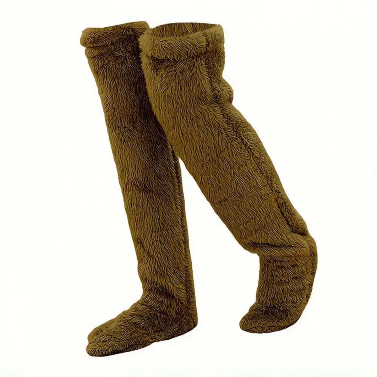 Plush Thigh High Lounge Socks with Open Heel and Soft Warm Lining