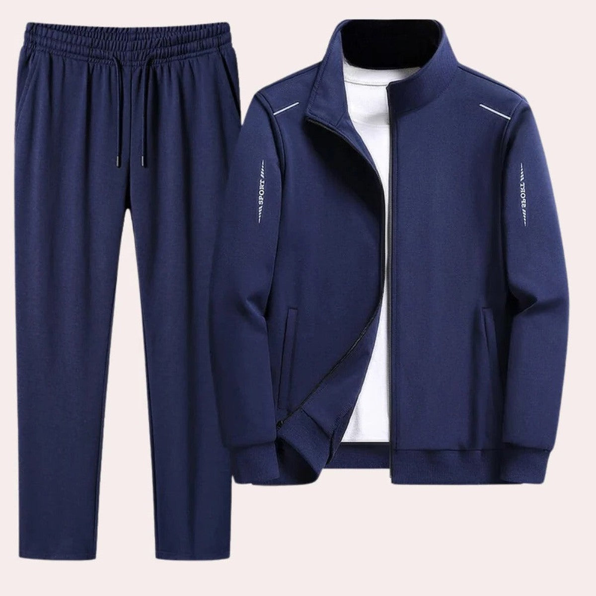 Men Two Piece Sweatsuit with Full Zip Hooded Jacket and Matching Jogger Pants