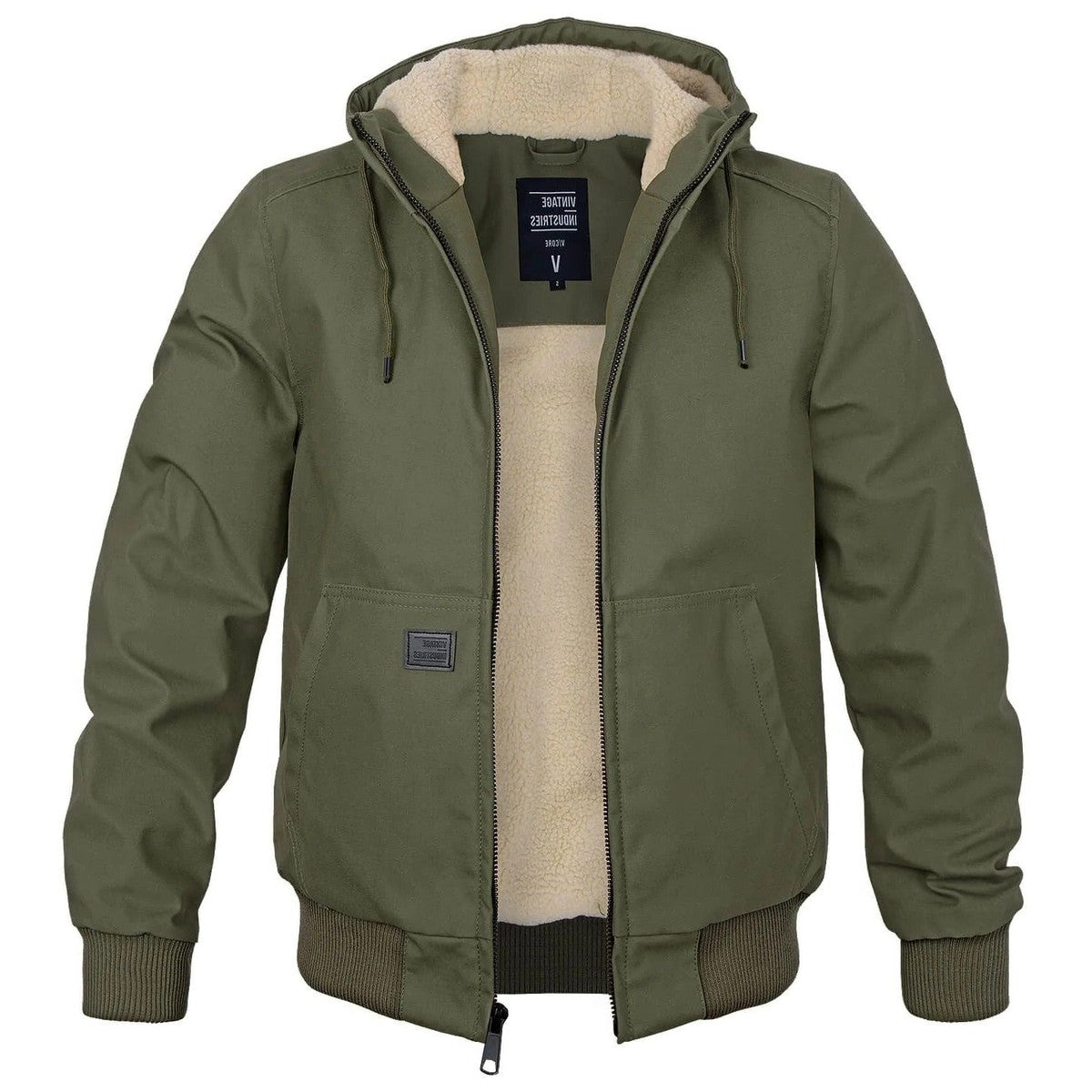Men Insulated Winter Parka Jacket with Hood and Warm Padded Lining
