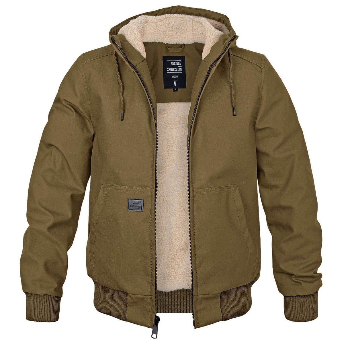Men Insulated Winter Parka Jacket with Hood and Warm Padded Lining