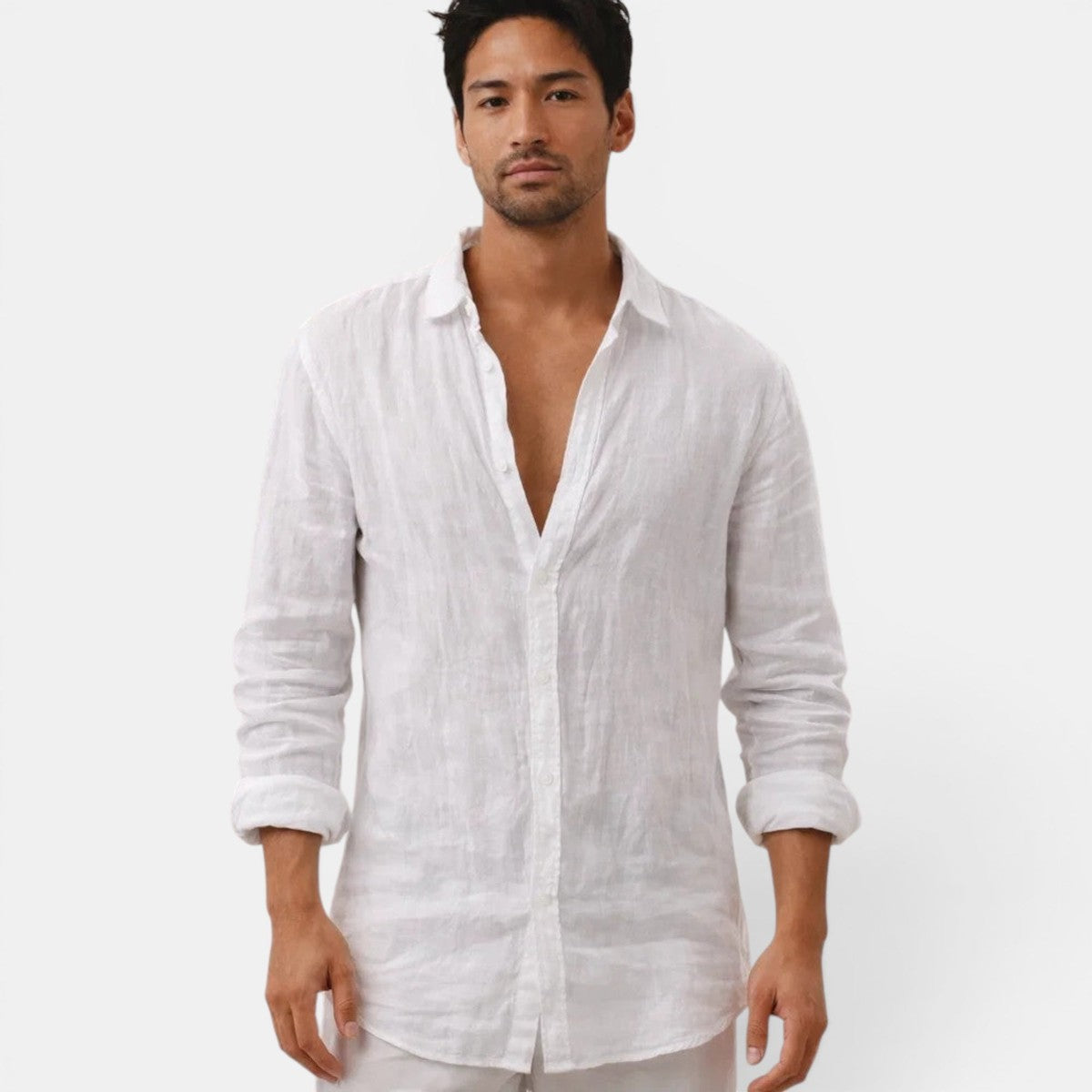 Men Casual Short Sleeve Shirt with Textured Waffle Pattern and Camp Collar