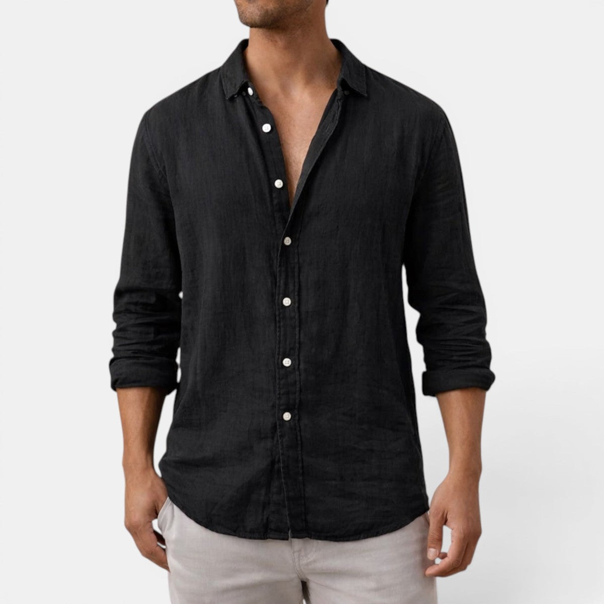 Men Casual Short Sleeve Shirt with Textured Waffle Pattern and Camp Collar