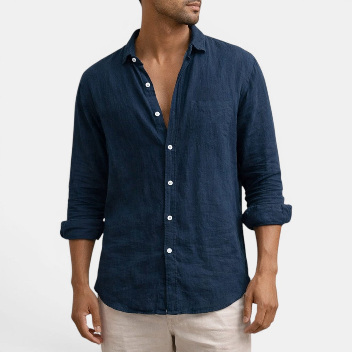 Men Casual Short Sleeve Shirt with Textured Waffle Pattern and Camp Collar