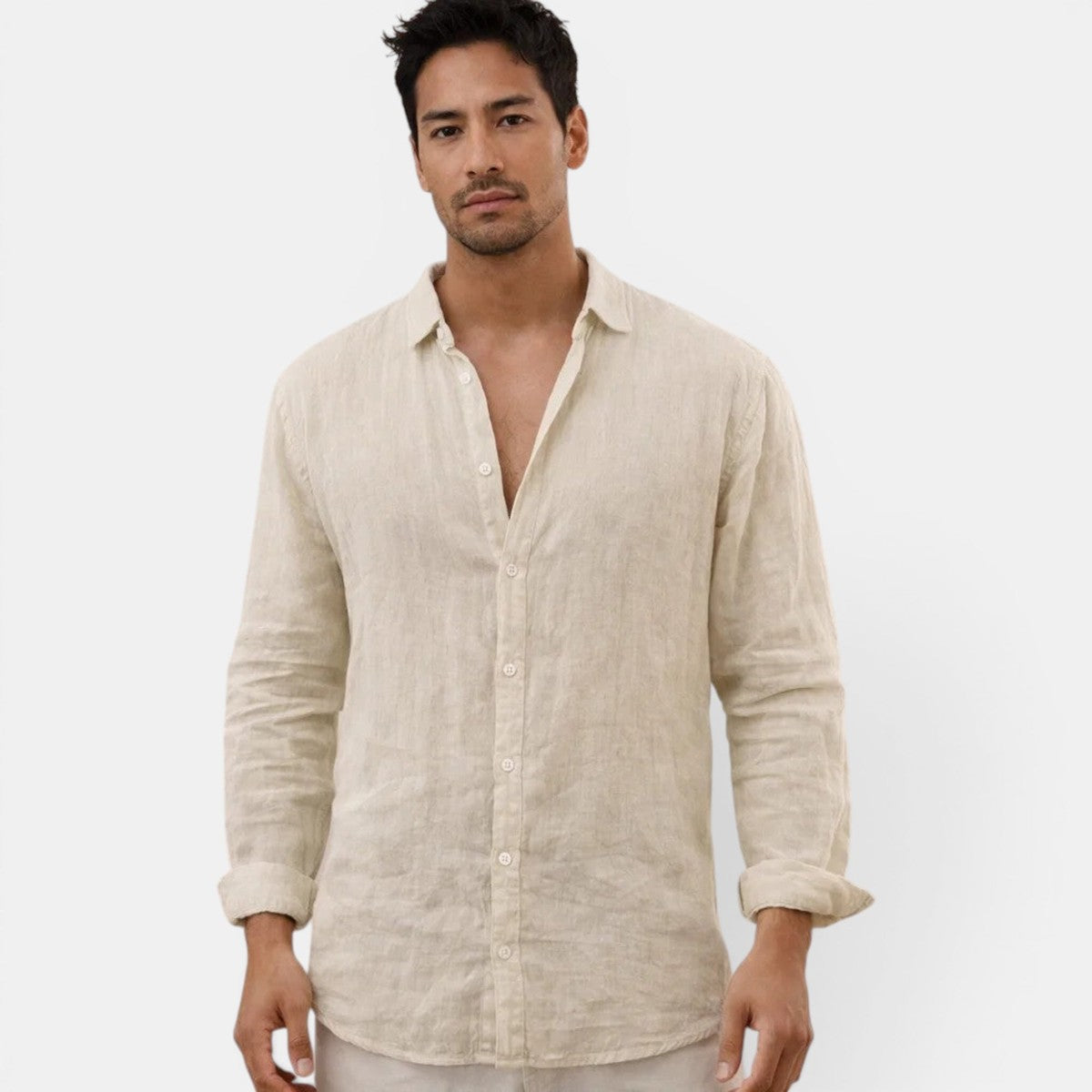 Men Casual Short Sleeve Shirt with Textured Waffle Pattern and Camp Collar