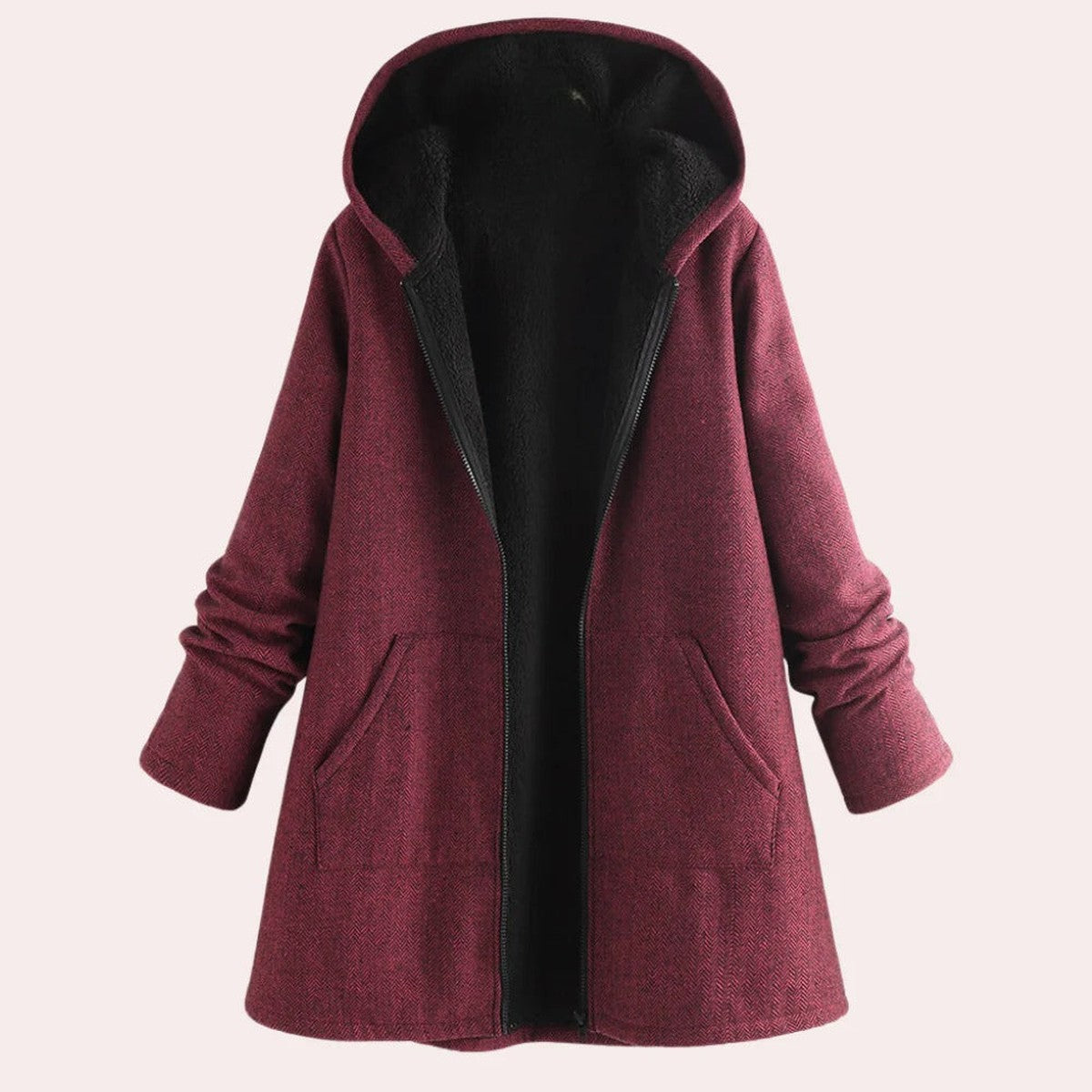 Winter Puffer Coat with Fleece Lined Hood and Fur Trim for Women