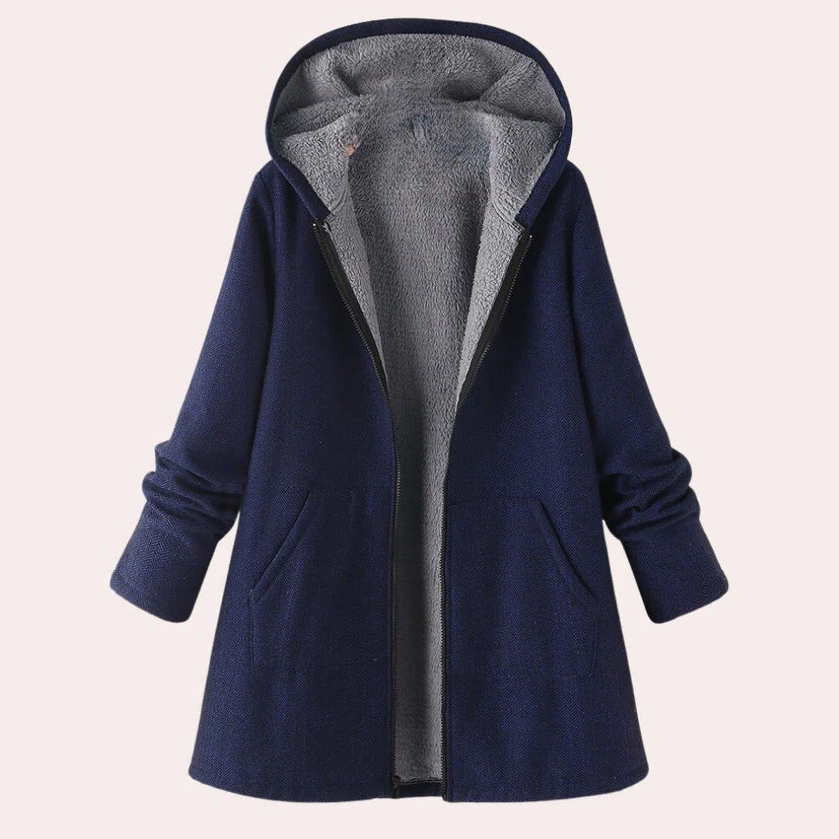 Winter Puffer Coat with Fleece Lined Hood and Fur Trim for Women