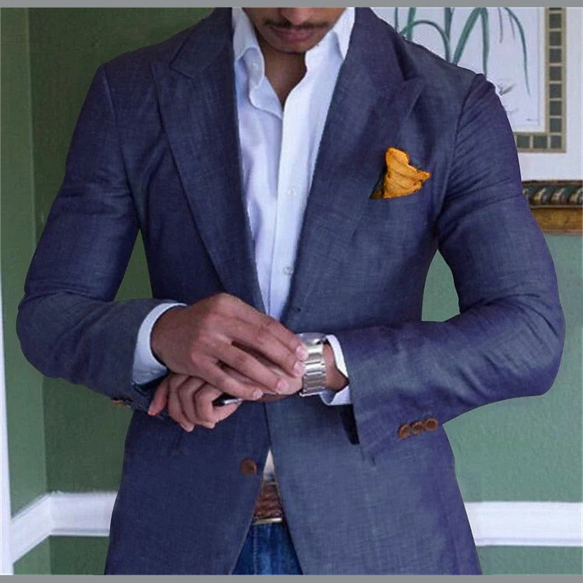 Mens Floral Jacquard Suit Blazer with Shawl Lapel and Elegant Pattern