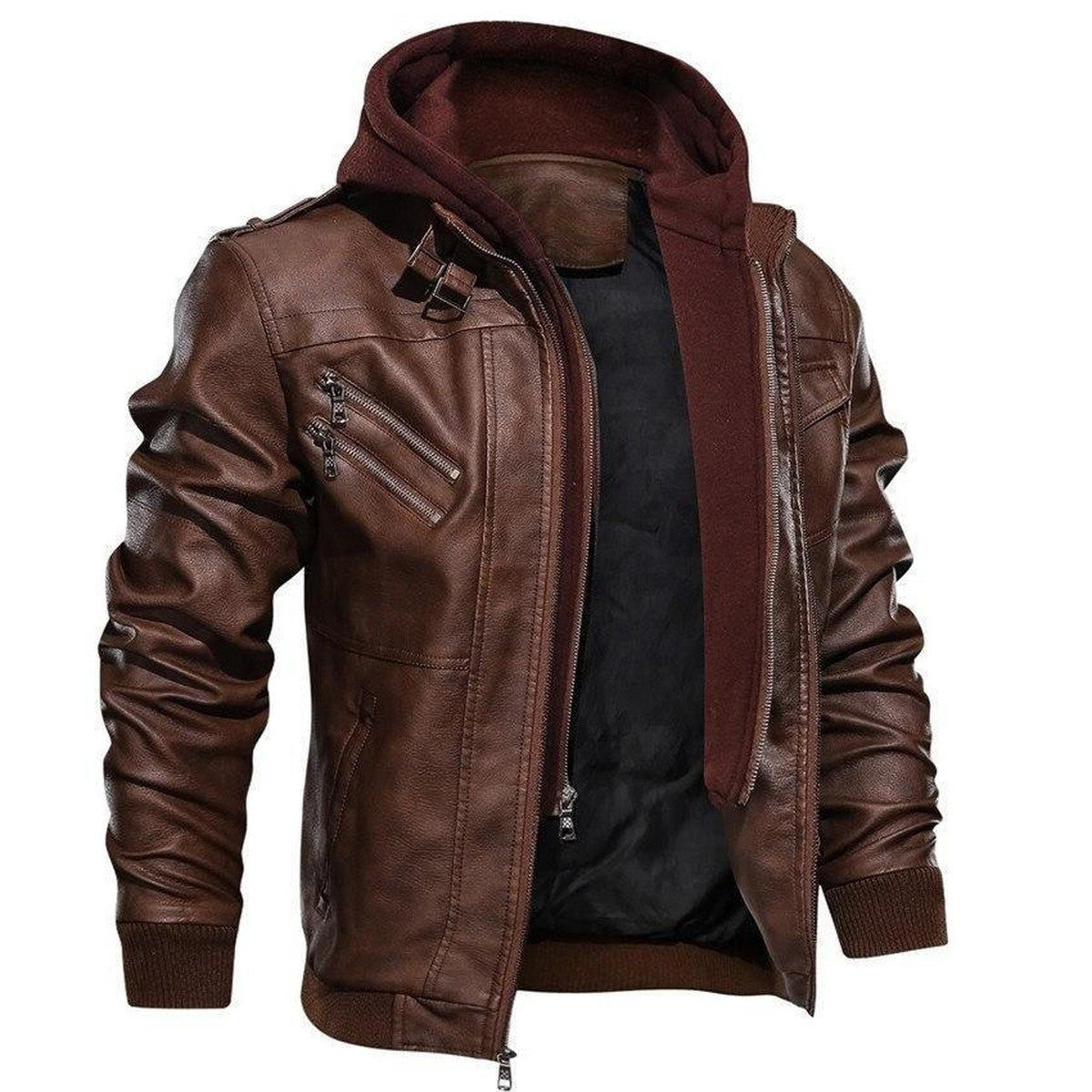 Vintage Suede Bomber Jacket with Sherpa Fleece Lining and Collar
