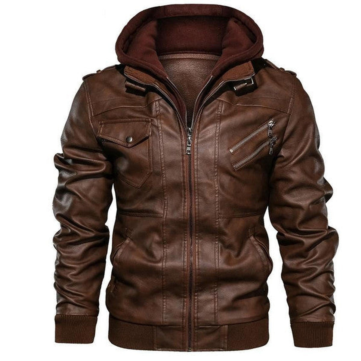 Vintage Suede Bomber Jacket with Sherpa Fleece Lining and Collar