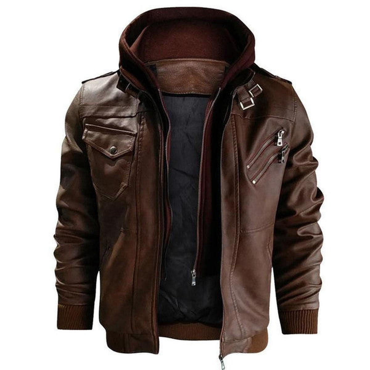 Vintage Suede Bomber Jacket with Sherpa Fleece Lining and Collar