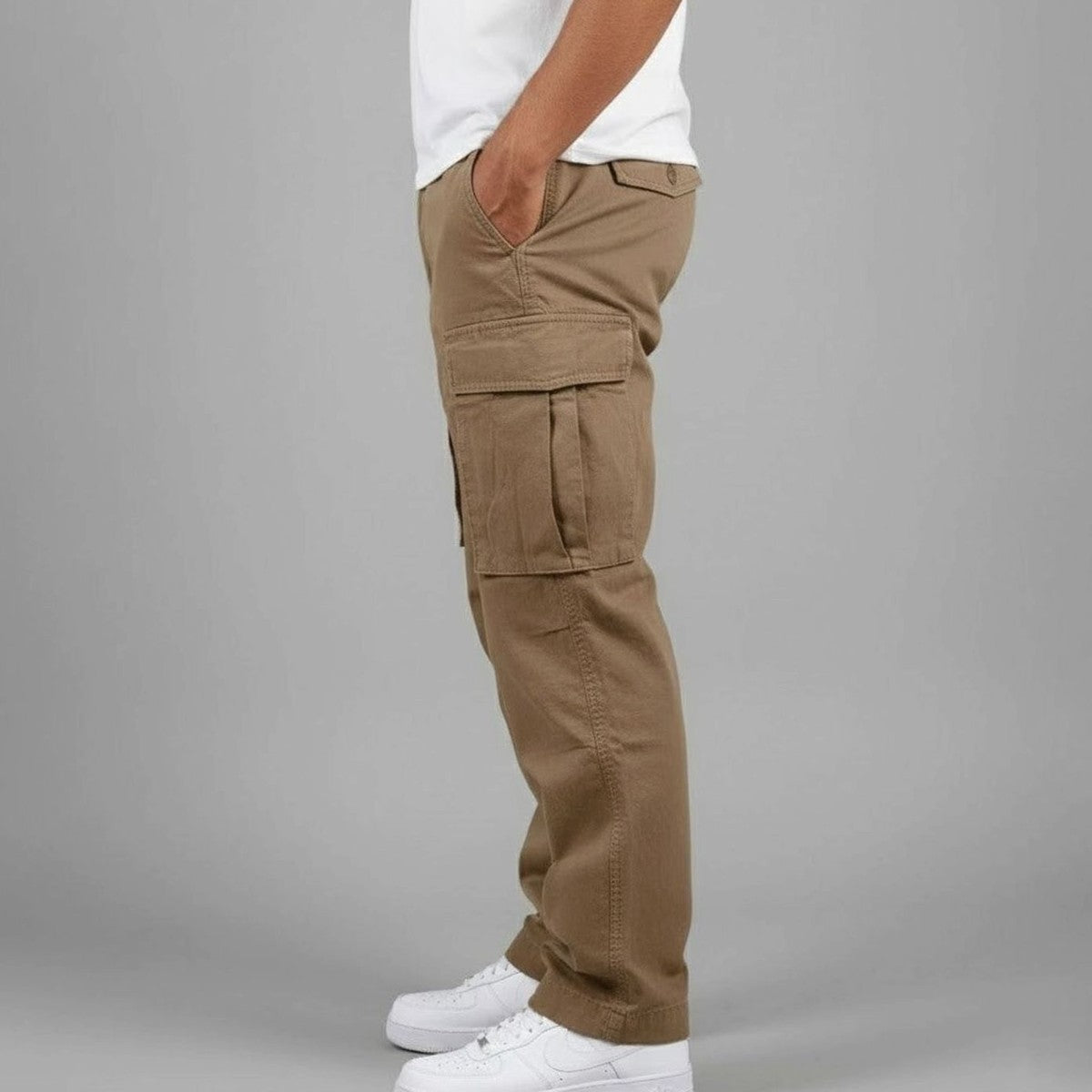 Casual Loose Fit Cargo Trousers with Multiple Utility Pockets for Men