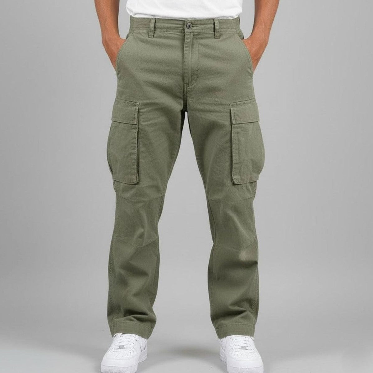 Casual Loose Fit Cargo Trousers with Multiple Utility Pockets for Men