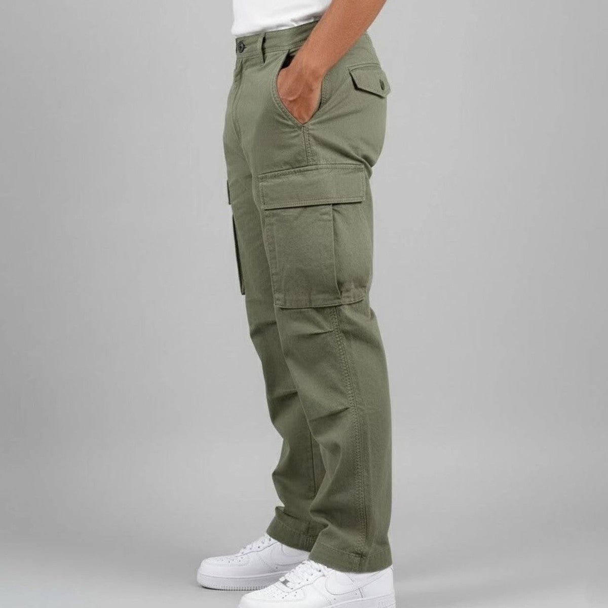 Casual Loose Fit Cargo Trousers with Multiple Utility Pockets for Men