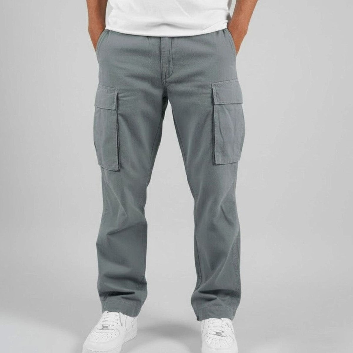 Casual Loose Fit Cargo Trousers with Multiple Utility Pockets for Men