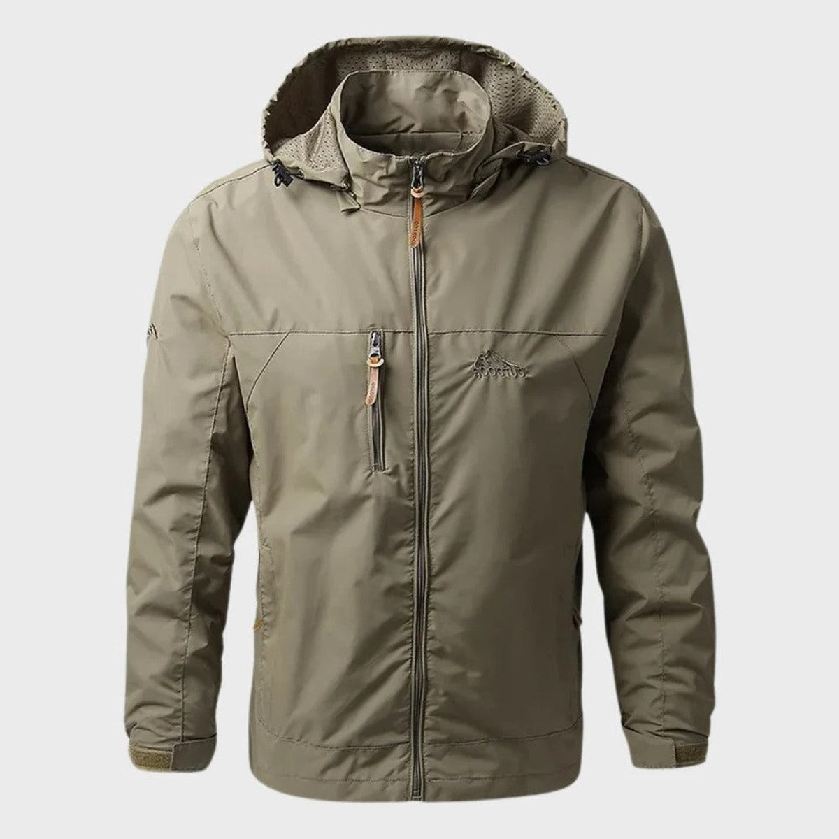 Men Lightweight Hooded Outdoor Windbreaker Jacket with Multiple Zipper Pockets