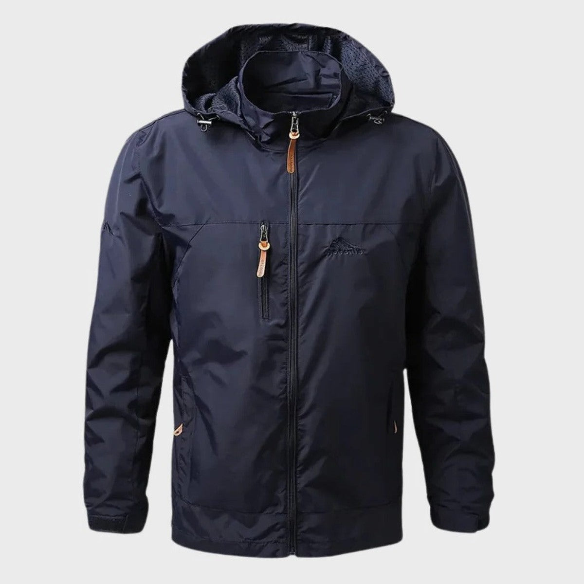 Men Lightweight Hooded Outdoor Windbreaker Jacket with Multiple Zipper Pockets