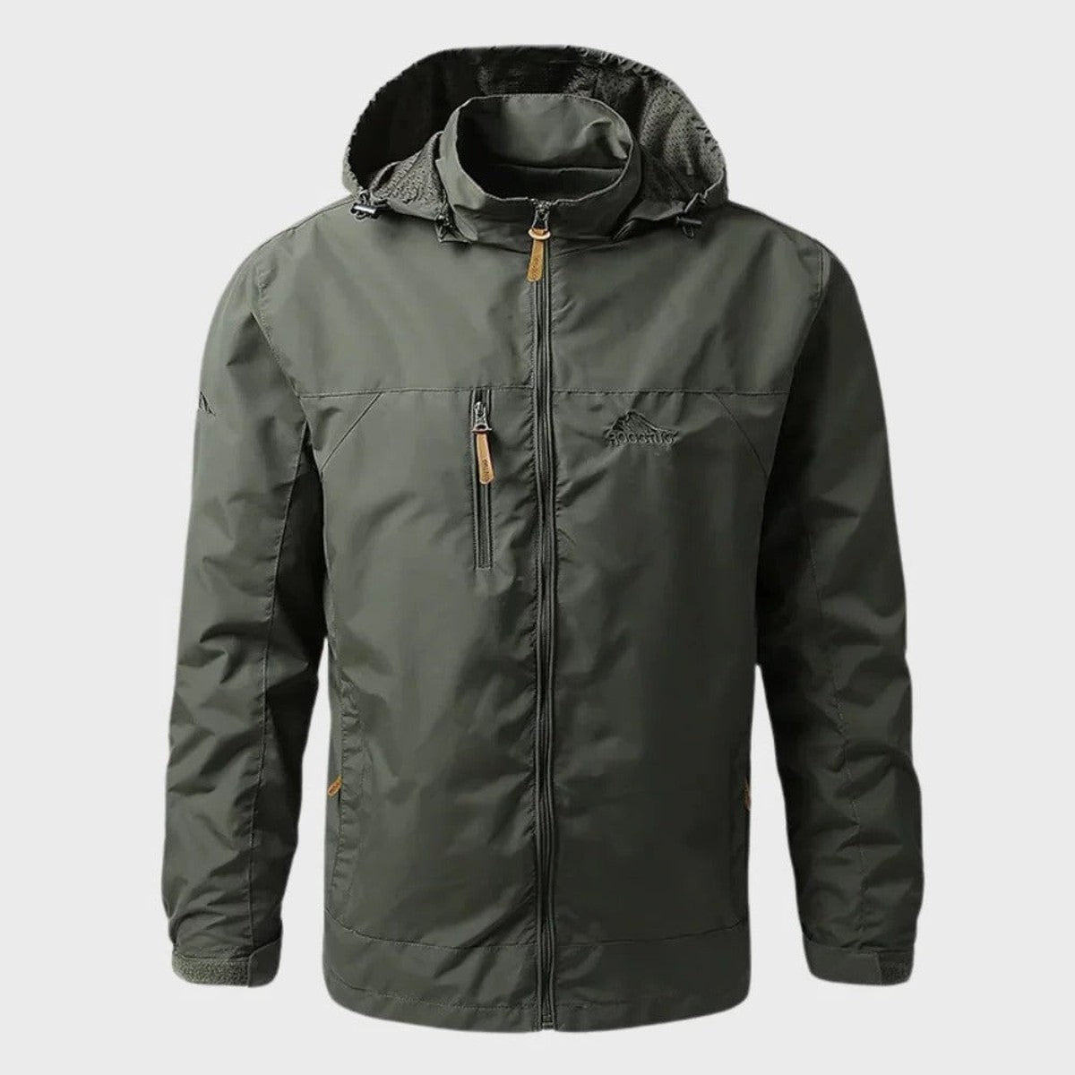Men Lightweight Hooded Outdoor Windbreaker Jacket with Multiple Zipper Pockets