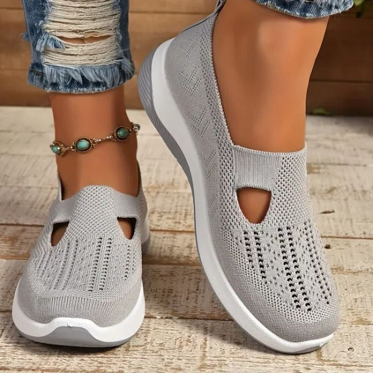 Lightweight Breathable Walking Shoes with Cushioning Wedge Sole for Women