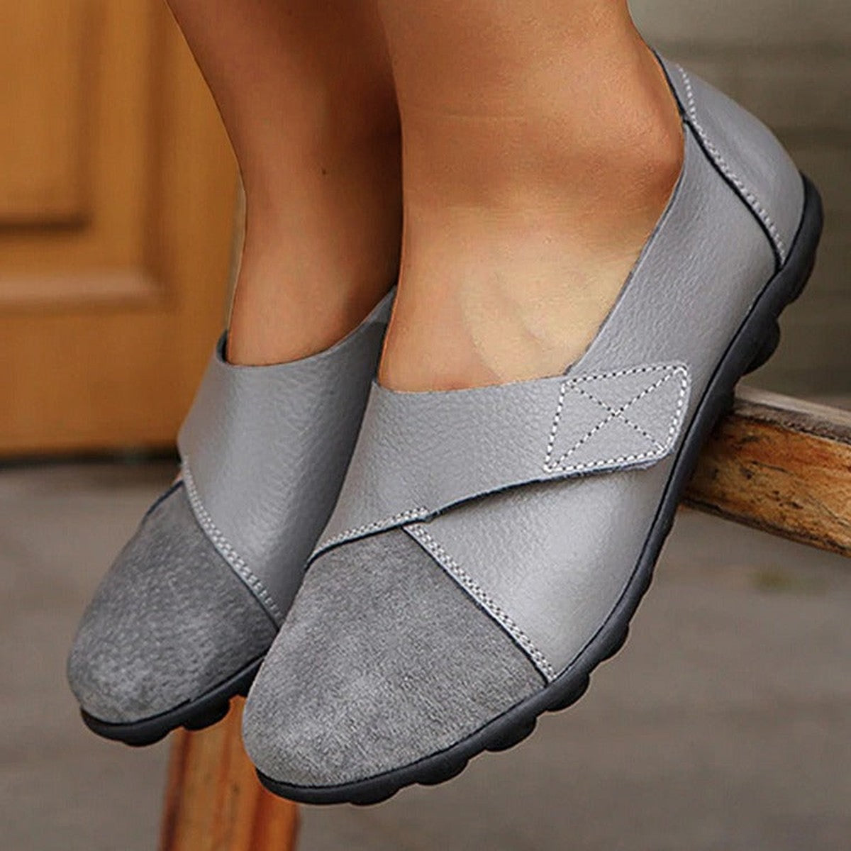 Casual Soft Leather Slip on Loafers with Flexible Comfort Walking Soles