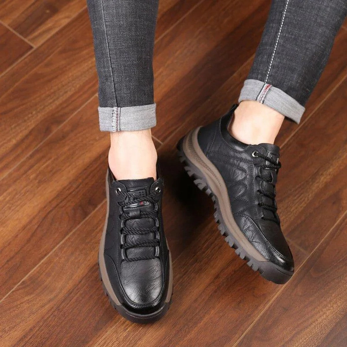 Handmade Leather Walking Loafers with Cushioned Arch Support Soles