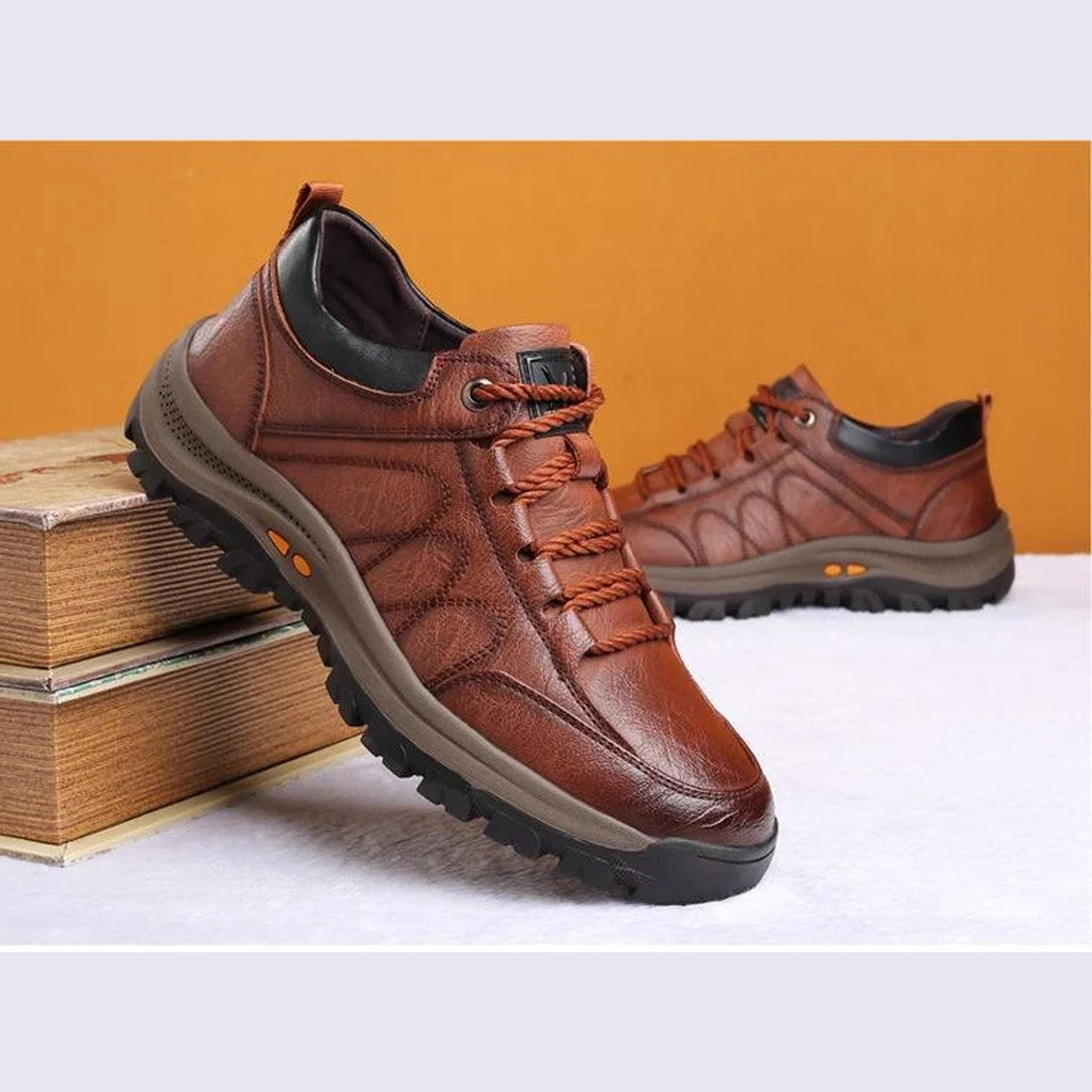 Handmade Leather Walking Loafers with Cushioned Arch Support Soles