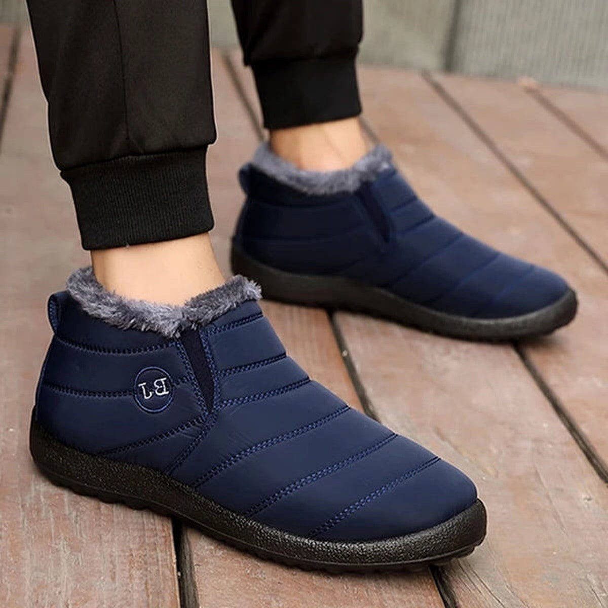 Thermal Ankle Snow Boots with Warm Fleece Lining and Grippy Winter Soles