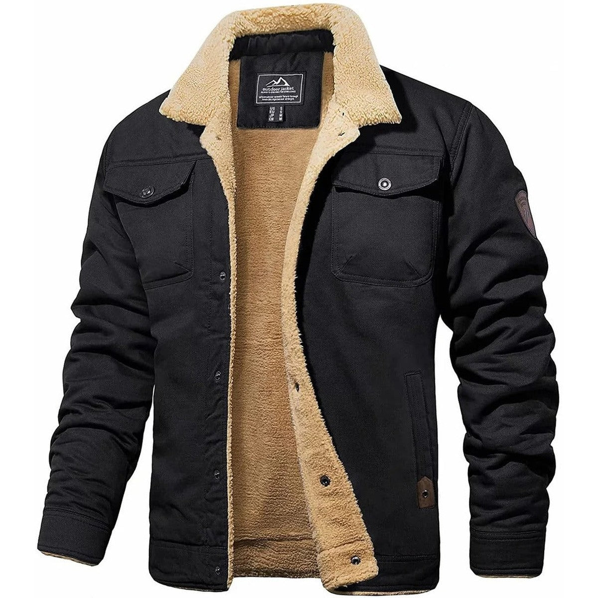 Men Lightweight Casual Bomber Jacket with Ribbed Collar and Sleeve Pocket