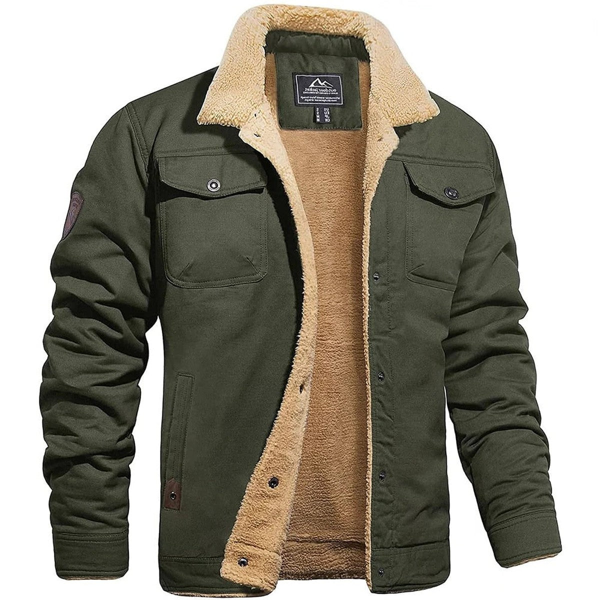 Men Lightweight Casual Bomber Jacket with Ribbed Collar and Sleeve Pocket