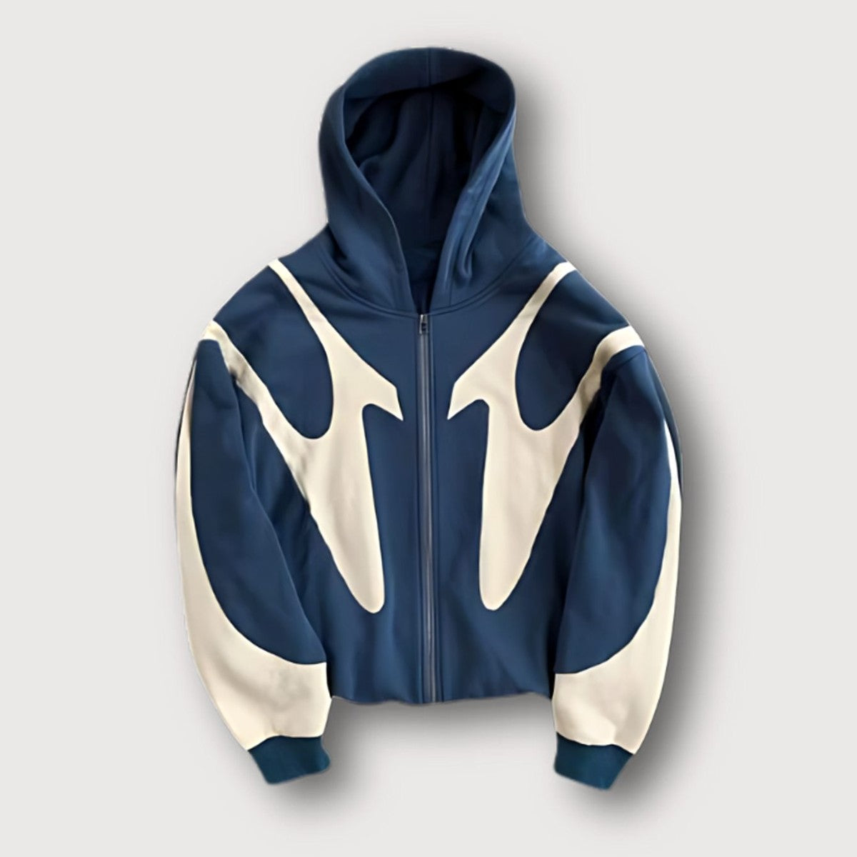 Men Long Sleeve Full Zip Sweatshirt with Graphic Print and Drawstring Hood