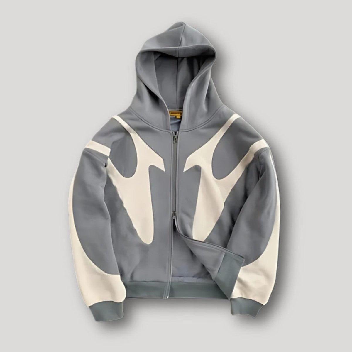 Men Long Sleeve Full Zip Sweatshirt with Graphic Print and Drawstring Hood