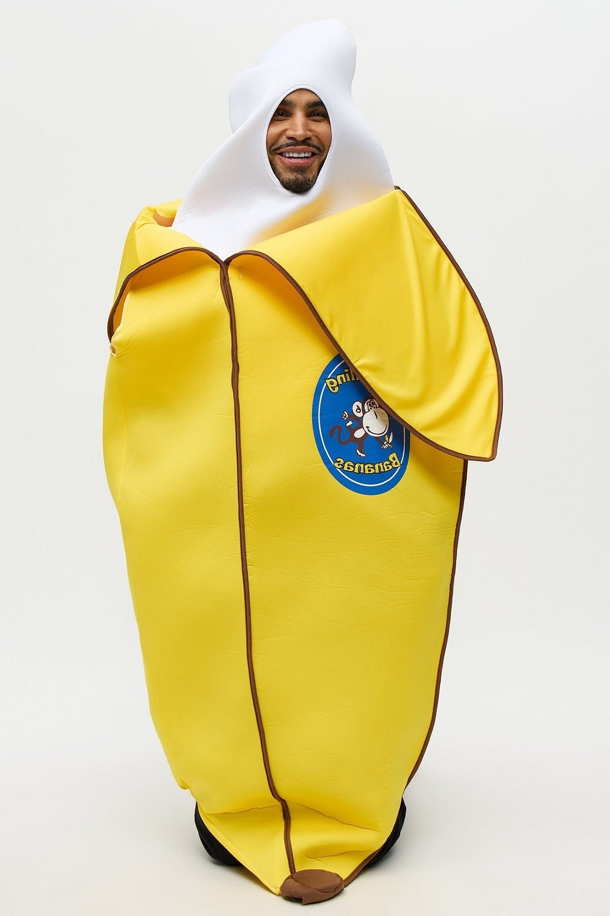 Adult Banana Costume Tunic with Wide Arm Openings and Face Cutout
