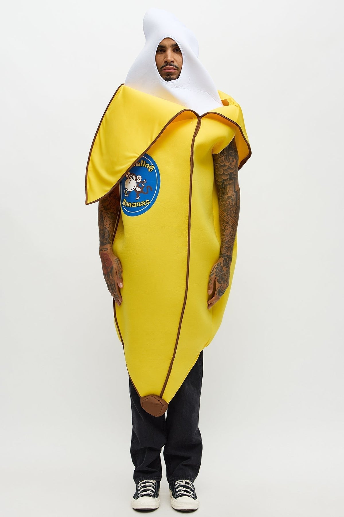 Adult Banana Costume Tunic with Wide Arm Openings and Face Cutout