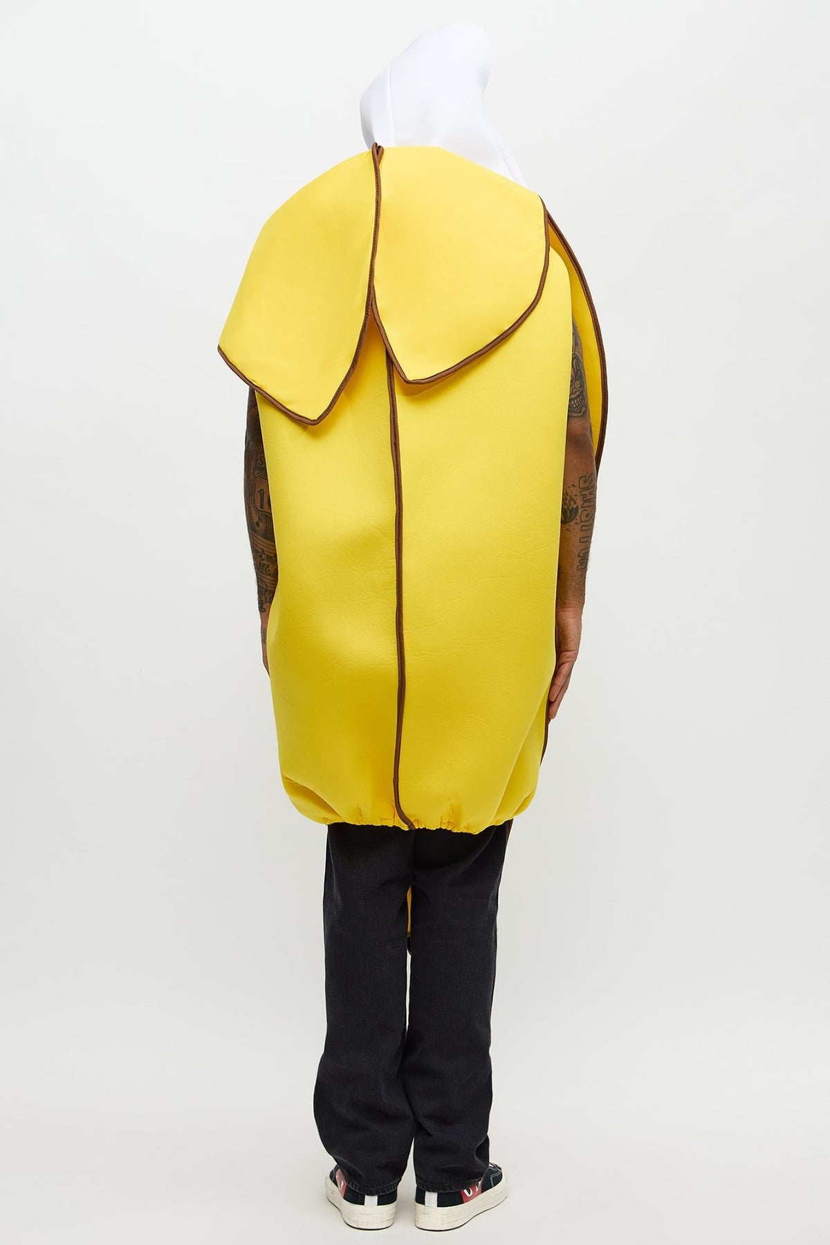 Adult Banana Costume Tunic with Wide Arm Openings and Face Cutout