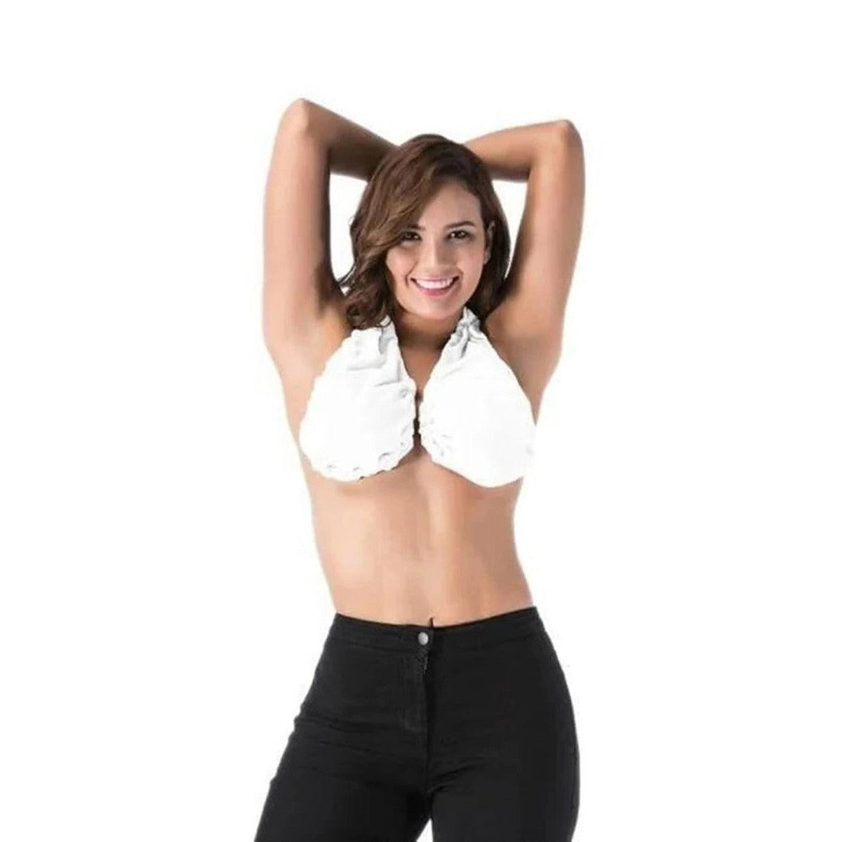 Absorbent Terry Cloth Breast Towel Bra with Adjustable Halter Neck for Lounging
