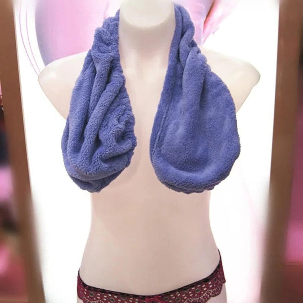 Absorbent Terry Cloth Breast Towel Bra with Adjustable Halter Neck for Lounging