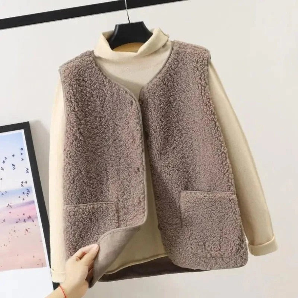 Wool Coat with Lapel Collar for Women