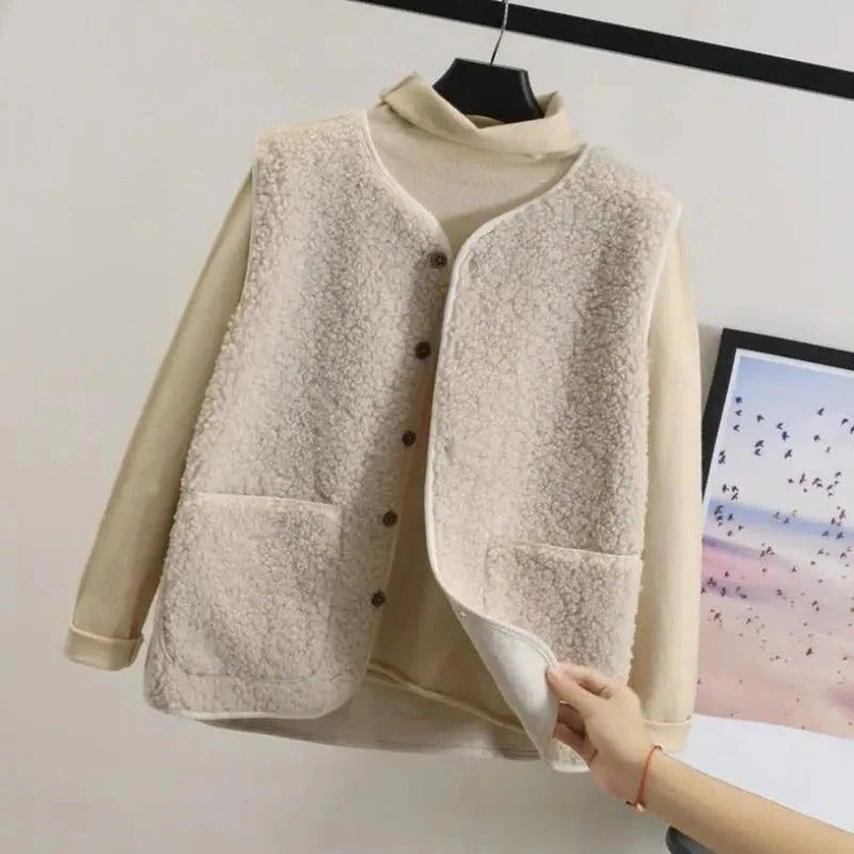 Wool Coat with Lapel Collar for Women
