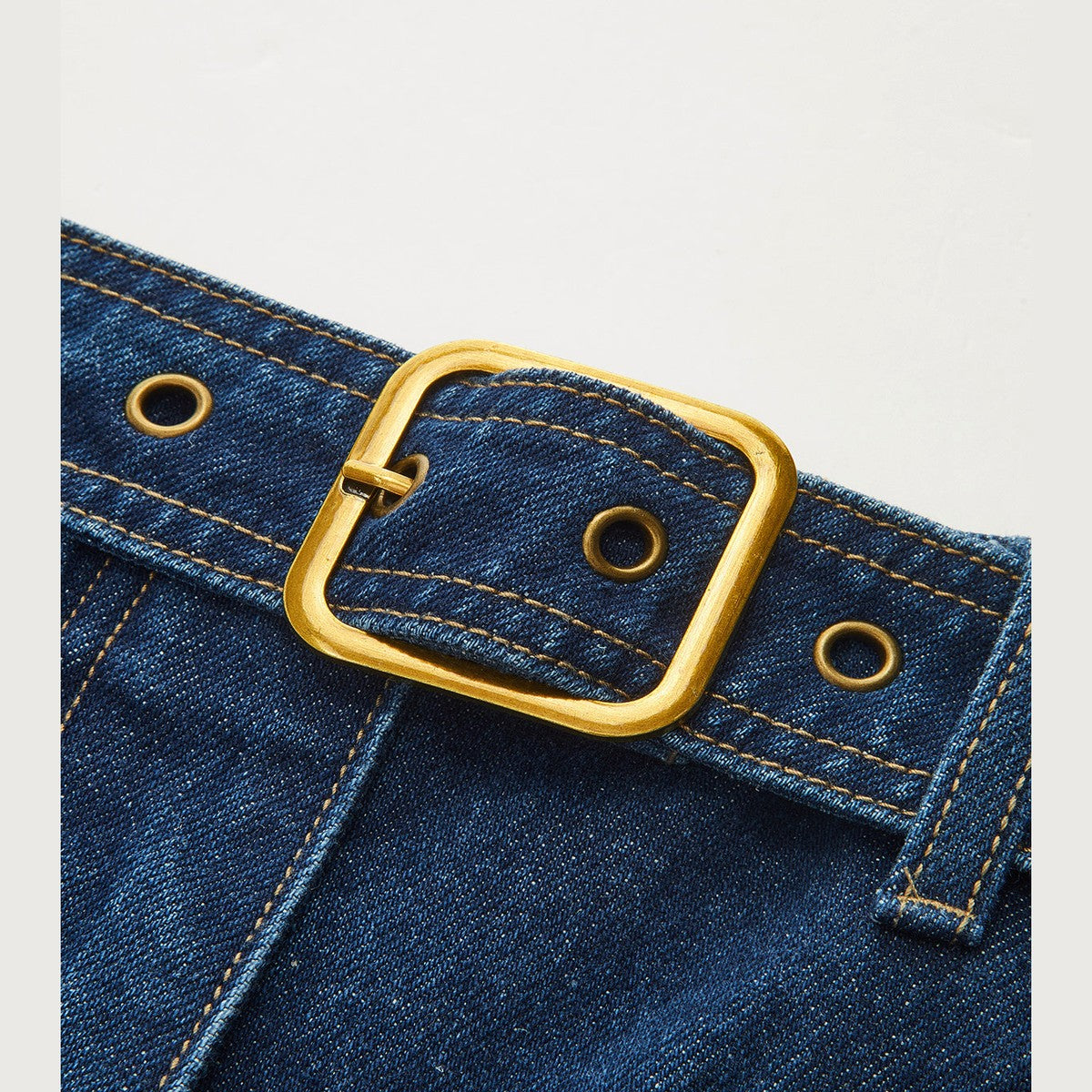 High Waisted Barrel Leg Denim Trousers with Cargo Pockets and Tie Belt