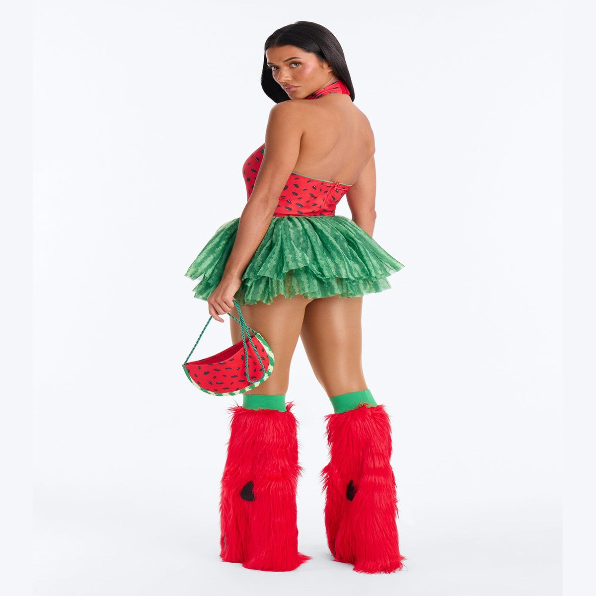 Four Piece Watermelon Costume Set with Stretch Bodysuit and Matching Purse