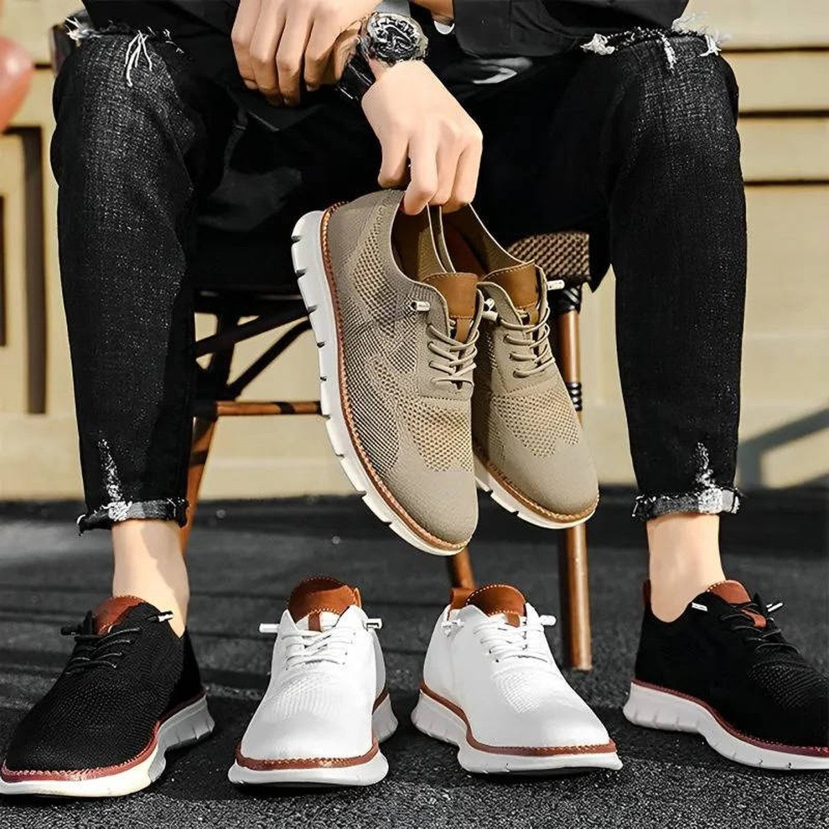 Men Casual Canvas Walking Shoes with Breathable Upper and Cushioned Sole
