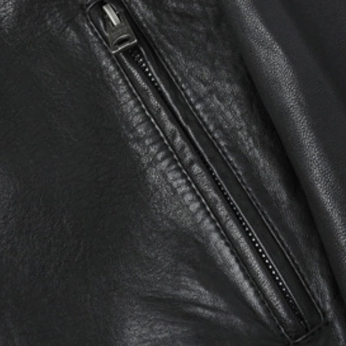 Leather Motorcycle Biker Jacket for Men with Quilted Shoulders and Zip Pockets