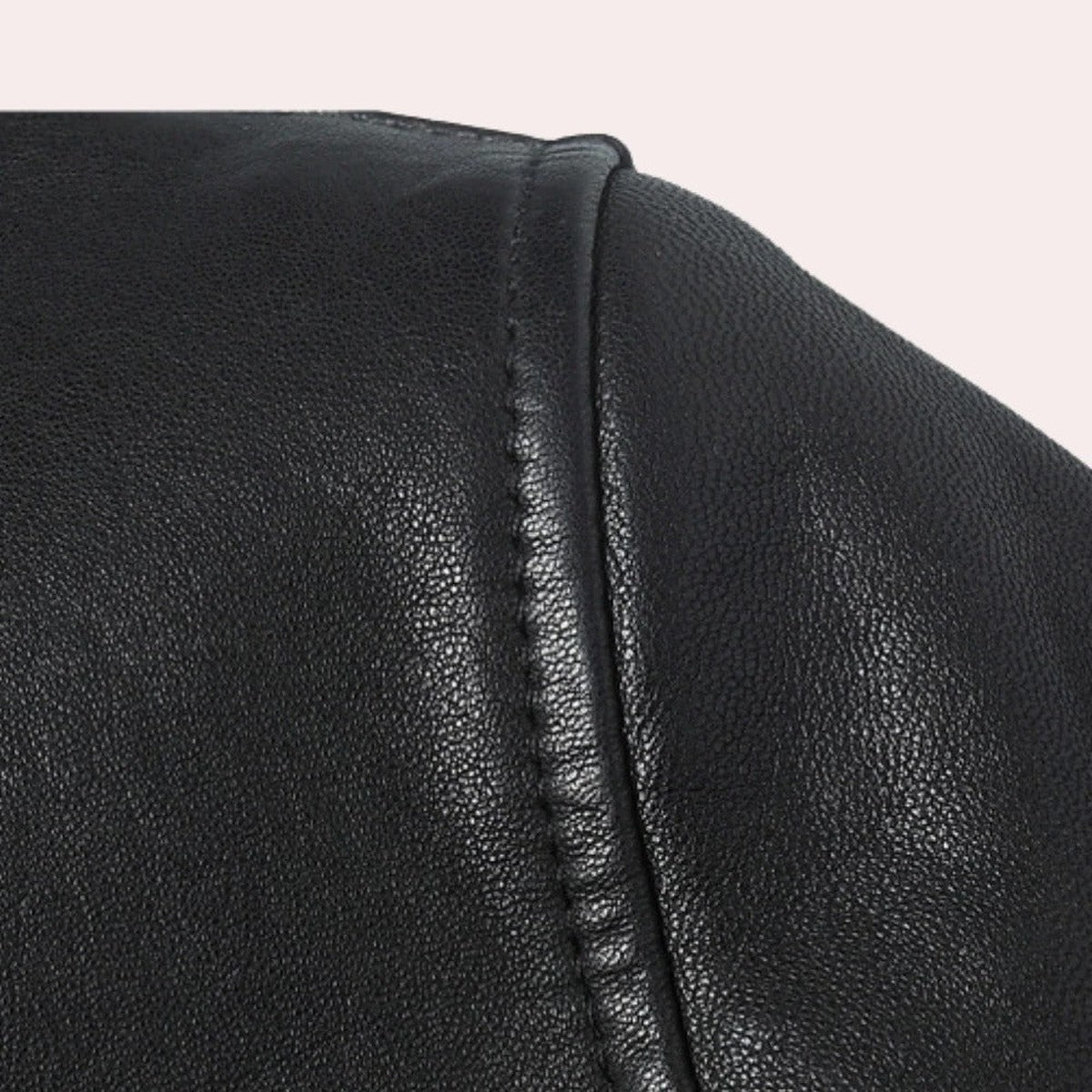 Leather Motorcycle Biker Jacket for Men with Quilted Shoulders and Zip Pockets