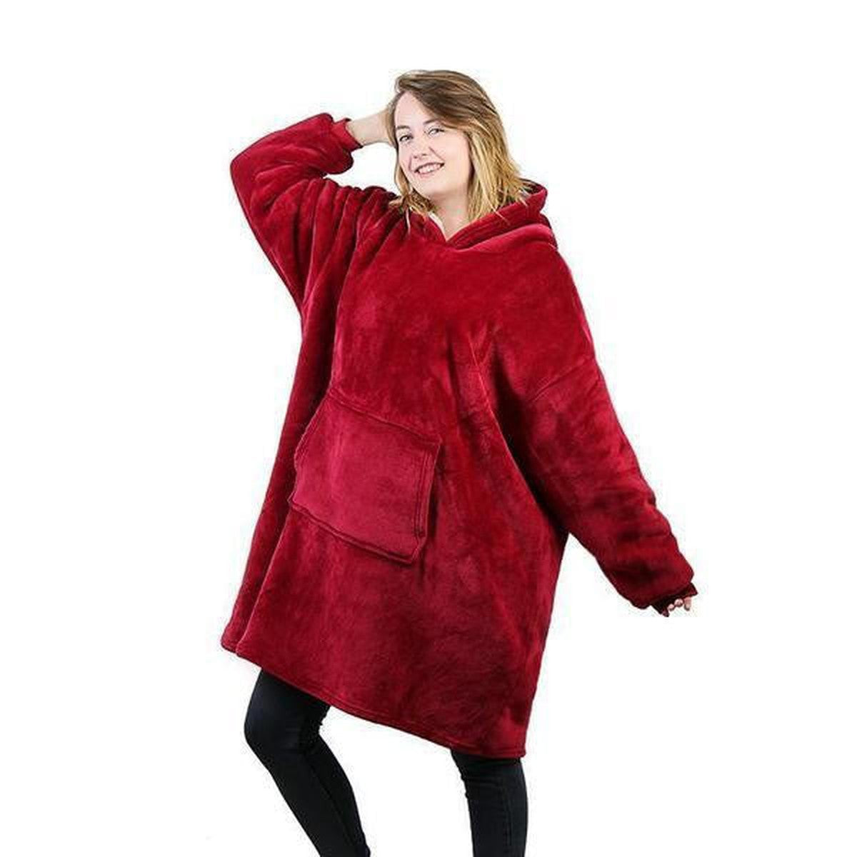 Oversized Wearable Blanket Hoodie with Warm Sherpa Fleece Lining and Front Pocket