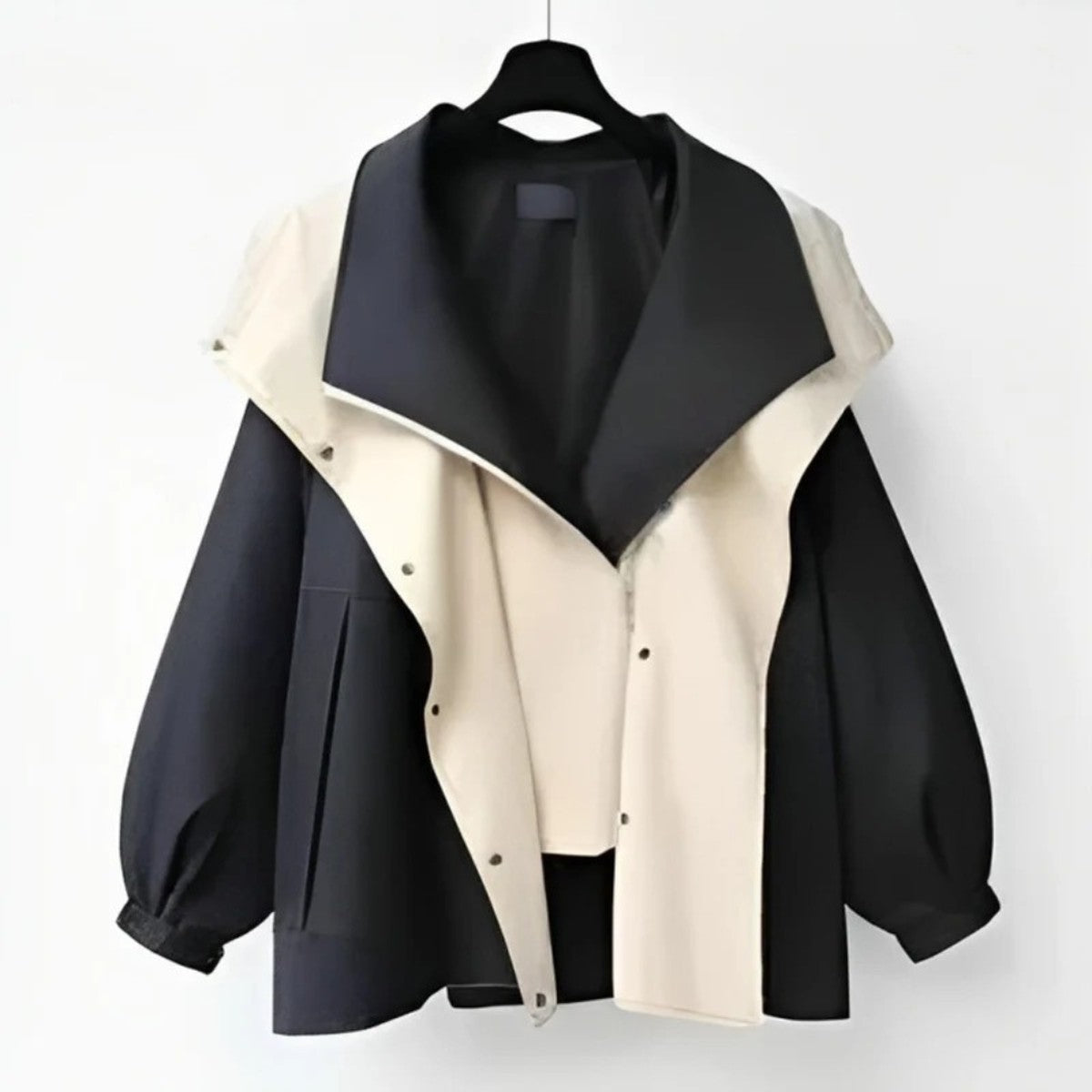 Women Oversized Trench Coat with Double Breasted Closure and Waist Belt