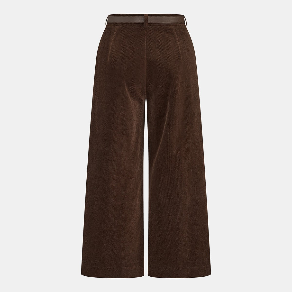 High Waisted Corduroy Trousers with Belt and Front Pleats