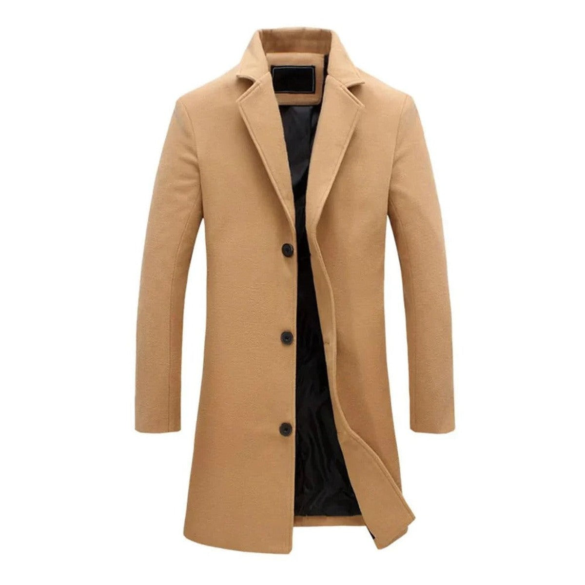 Men Double Breasted Trench Coat with Classic Lapel Collar for Winter