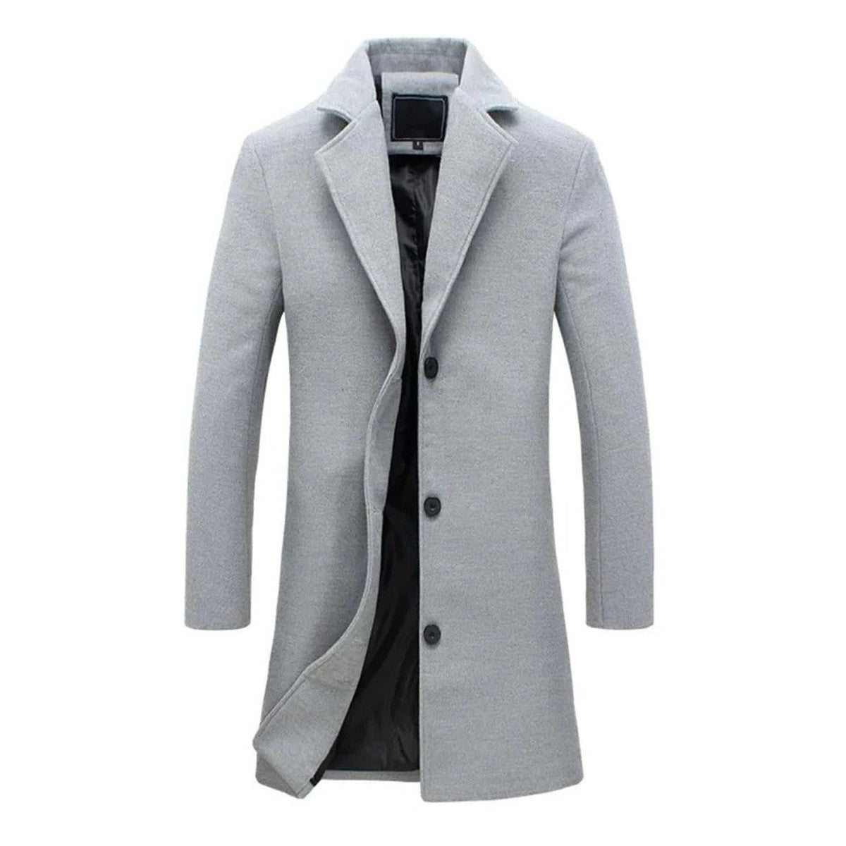 Men Double Breasted Trench Coat with Classic Lapel Collar for Winter