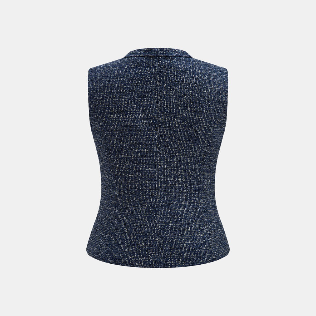 Two Piece Sleeveless Tweed Vest and Straight Leg Trousers Set with Bow Detail