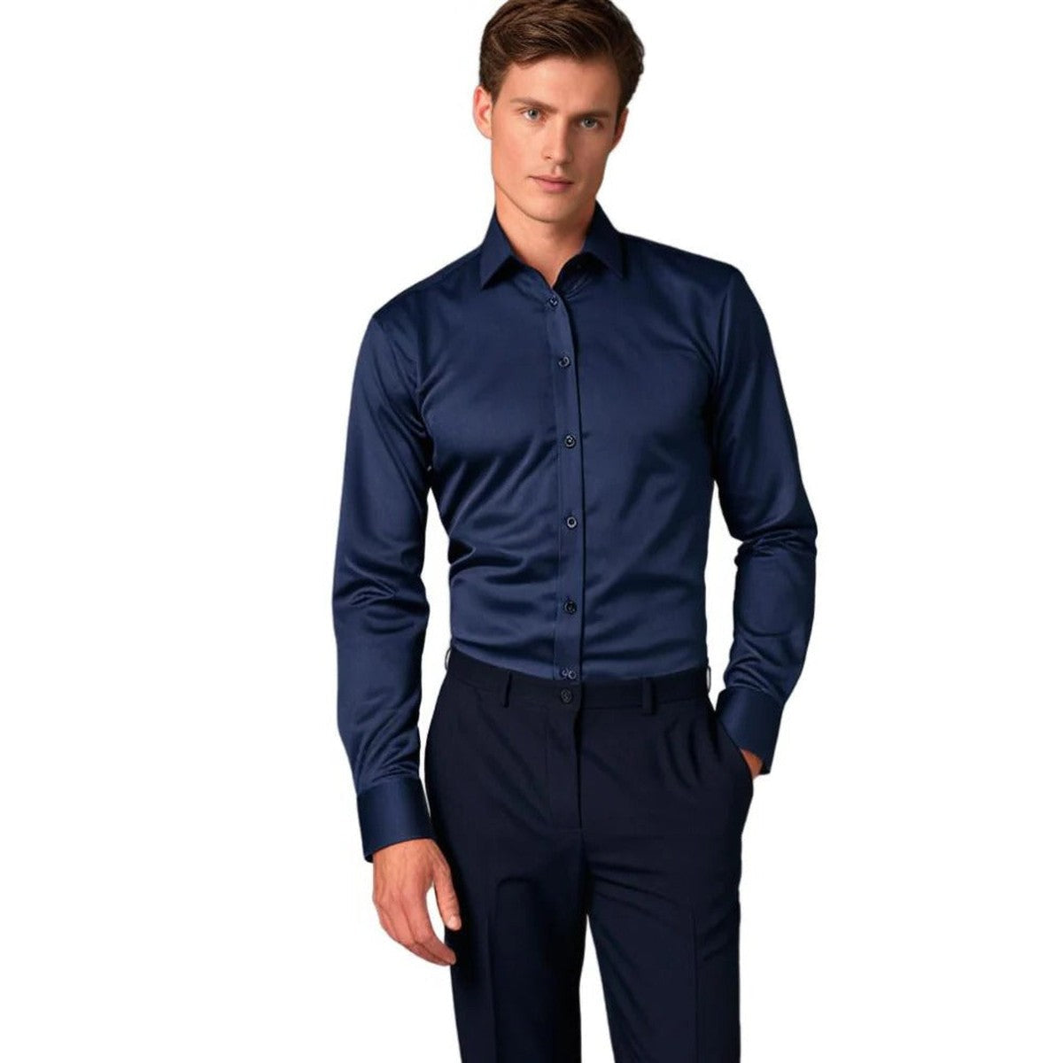 Men Short Sleeve Button Down Dress Shirt with Flexible Stretch Fabric